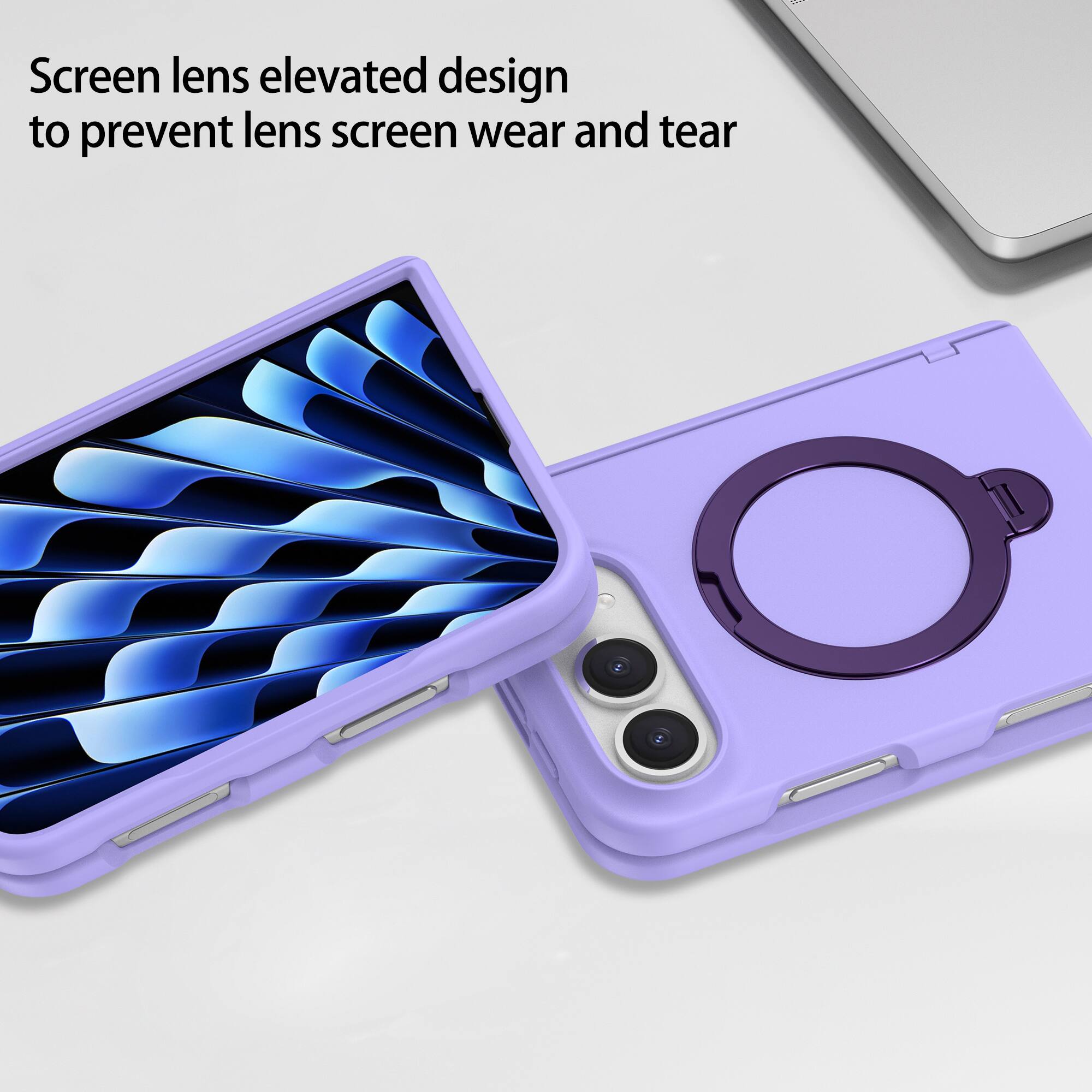 Screen lens elevated design to prevent lens screen wear and tear
