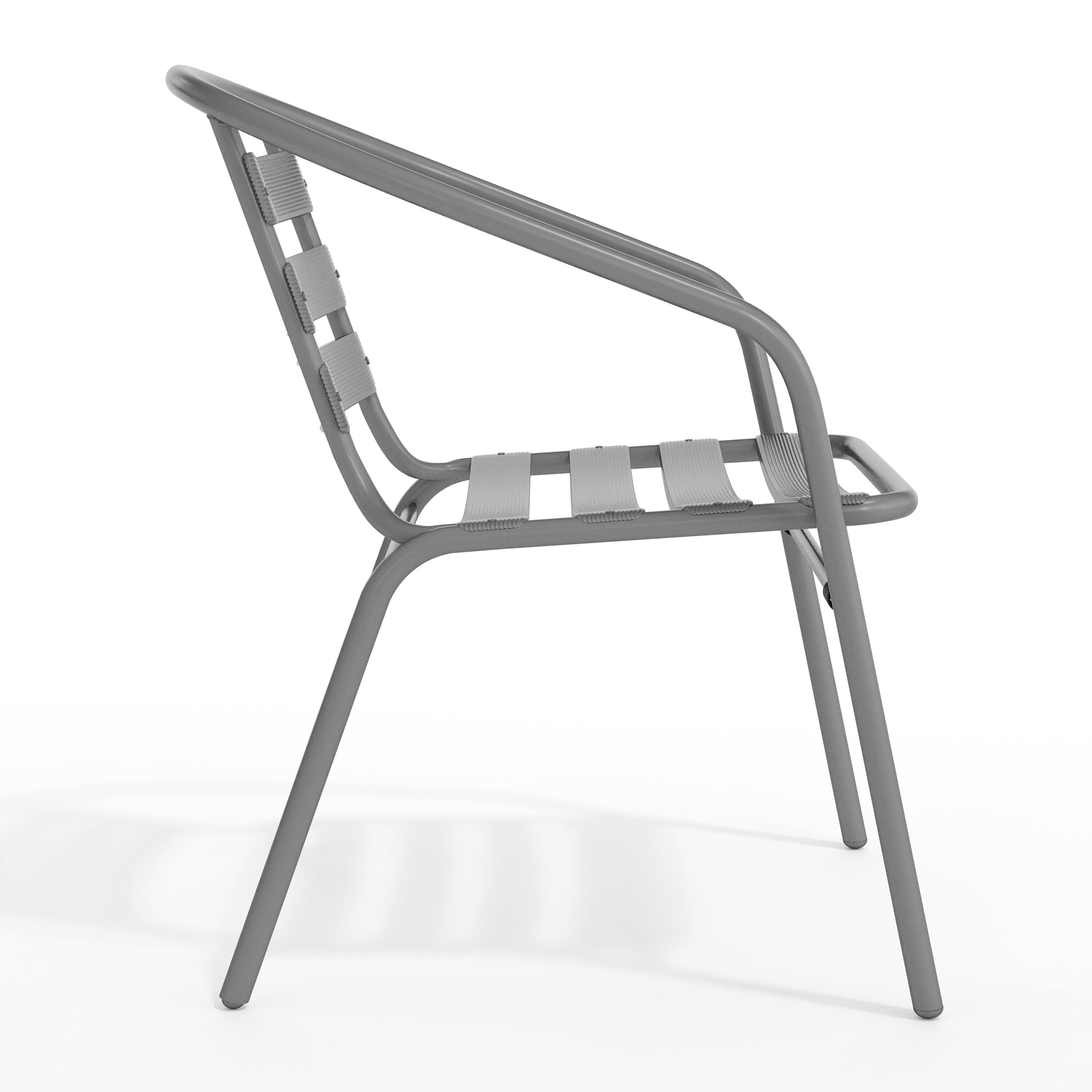 Alt View 8. Emma + Oliver - Metal Restaurant Dining Stack Chair with Aluminum Slats - Silver.