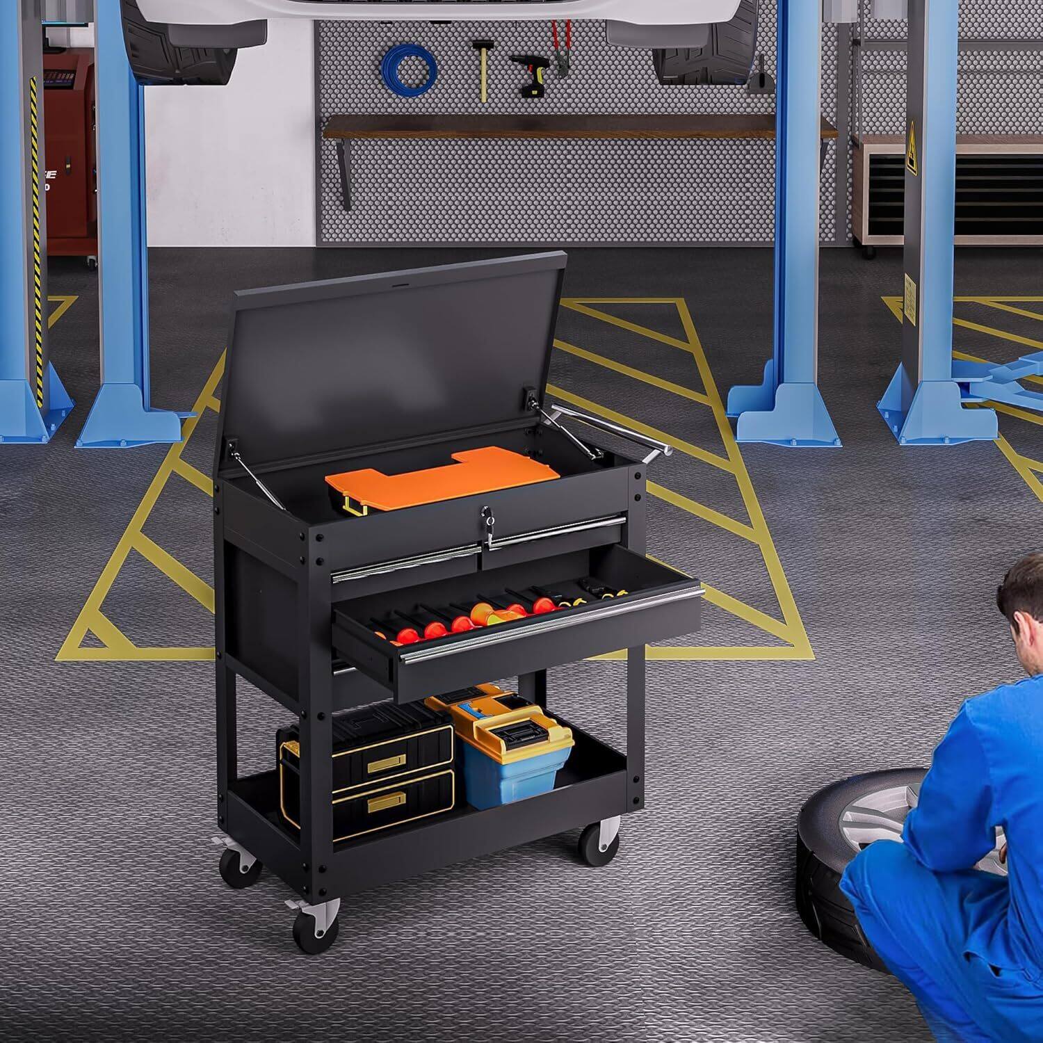 Alt View 1. Acekool - 4-Drawer Rolling Tool Cart, with Locking Drawers.