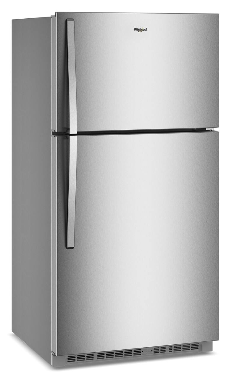 Angle. Whirlpool - 21.3 Cu. Ft. Top-Freezer Refrigerator with Total Coverage Cooling - Fingerprint-Resistant Stainless Finish.