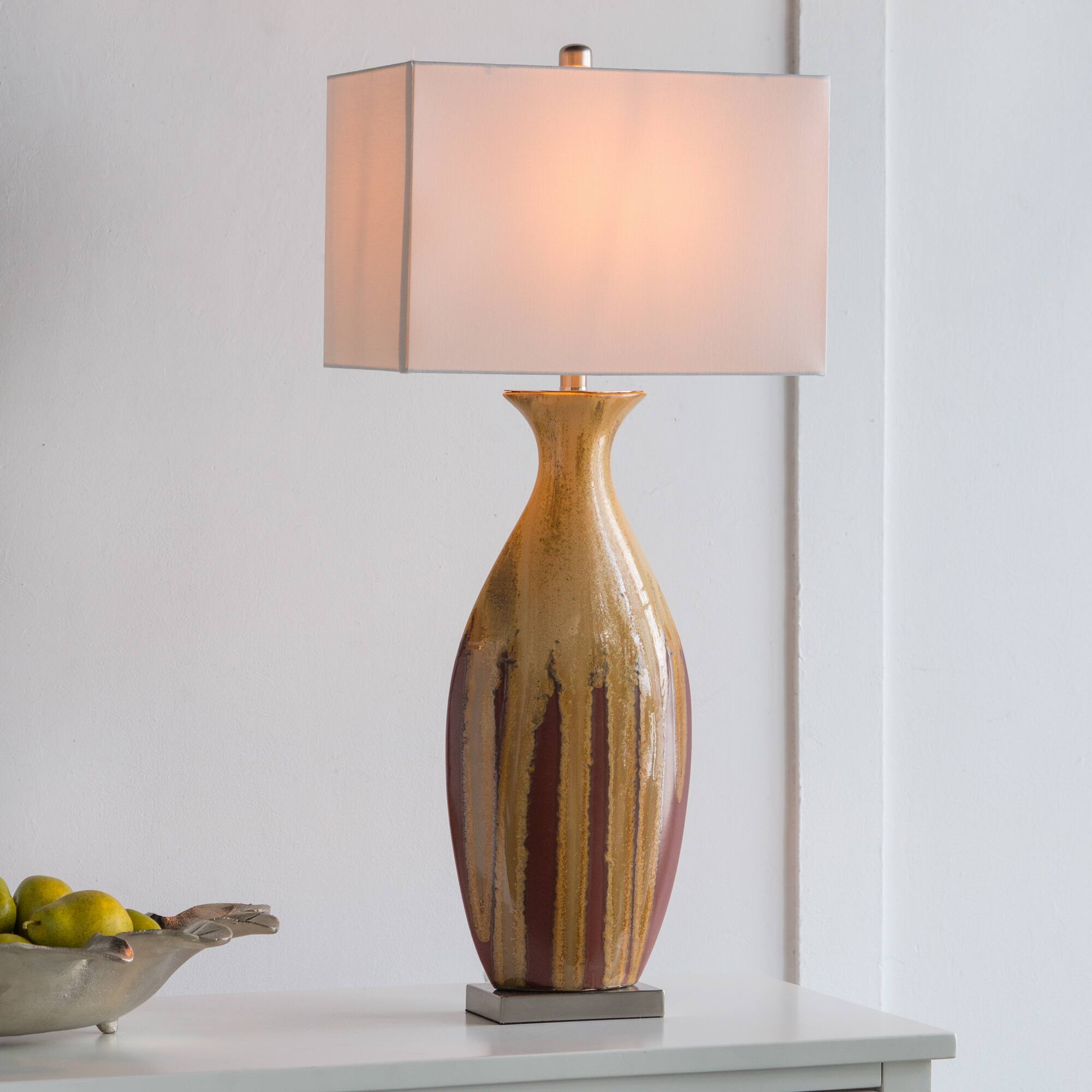 Alt View 8. HOMLUX - 36.00 in. Yellow Ceramic Table Lamp Integrated LED Desk Lamps for Living Room.