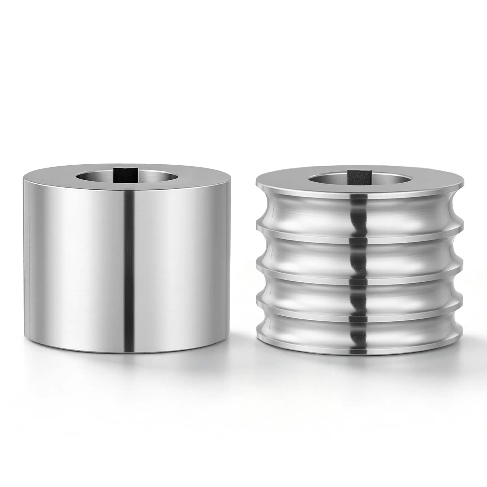 Front. VEVOR - Replacement Roller for Rolling Mill 4 Sizes Grooves Metal Roller, Jewelry DIY Tool Accessory Parts, 1 Half-Round, 1 Flat - Silver.