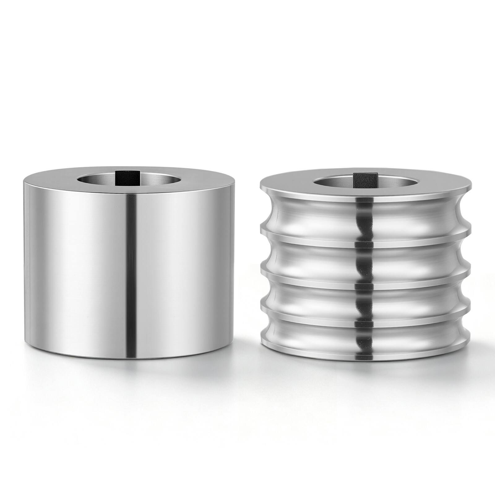 Front. VEVOR - Replacement Roller for Rolling Mill 4 Sizes Grooves Metal Roller, Jewelry DIY Tool Accessory Parts, 1 Half-Round, 1 Flat - Silver.
