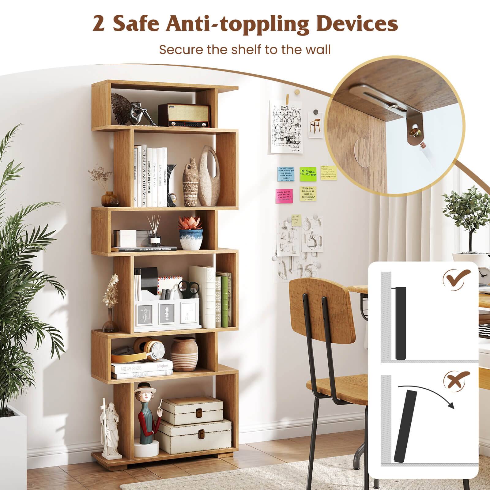 2 Safe Anti-toppling Devices  
Secure the shelf to the wall