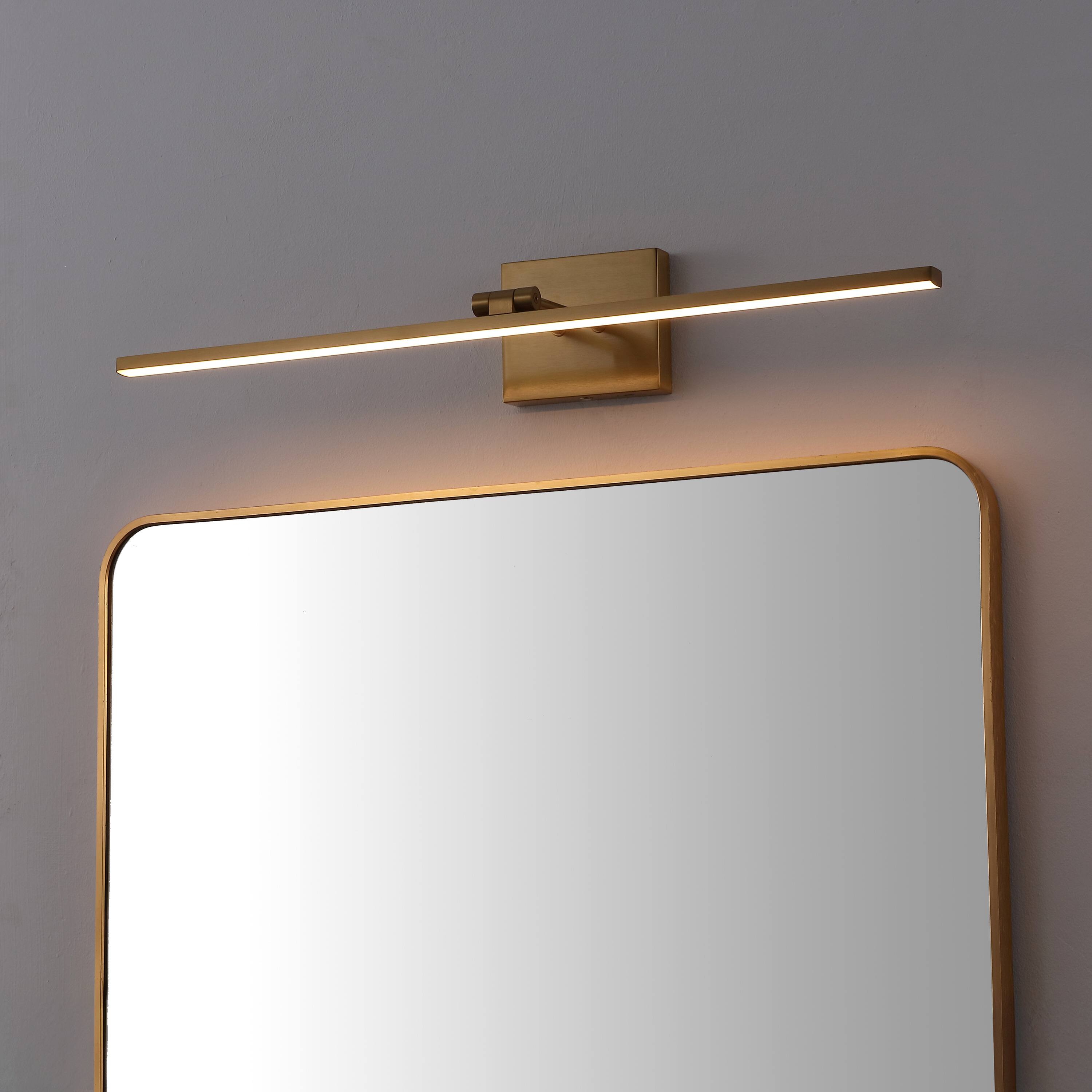 Alt View 1. Jonathan Y - Santino 28" Modern Minimalist Swivel Integrated Dimmable LED Rechargeable Picture Light with Touch Sensor, Brass Gold - Brass Gold.
