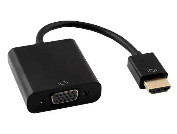 Front. Cable Leader - HDMI to VGA Converter Adapter with 3.5mm Audio Port and Micro USB Power - Black.