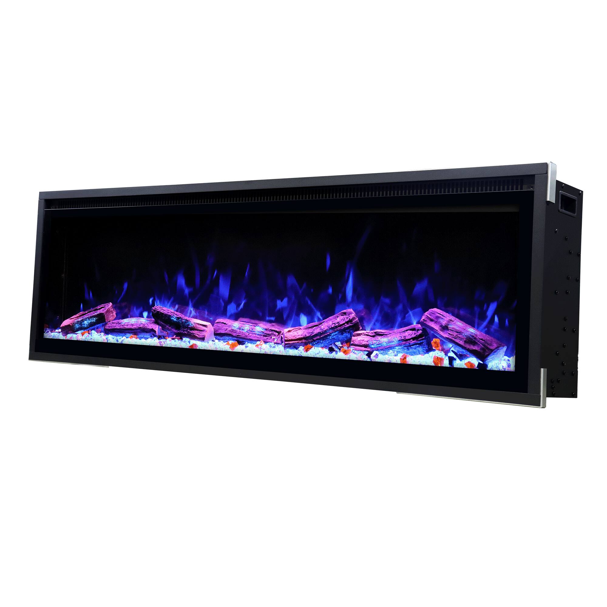 Alt View 3. Ihomeadore - 50" Smart Electric Fireplace,1500W Wall Mounted Recessed Insert with 13 Flame Colors Voice Remote Control and Timer - Black.