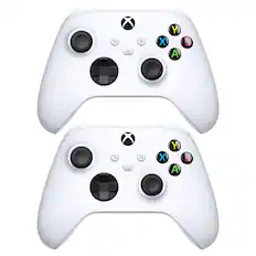 Front. Microsoft - Microsoft QAS-00007 Wireless Controller Robot in White 2 Pack - Black.
