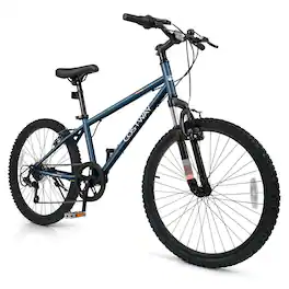 Costway - 24 Inch Kids Mountain Bike for Boys Girls Aged 8+ Years Old with Suspension Fork - Navy