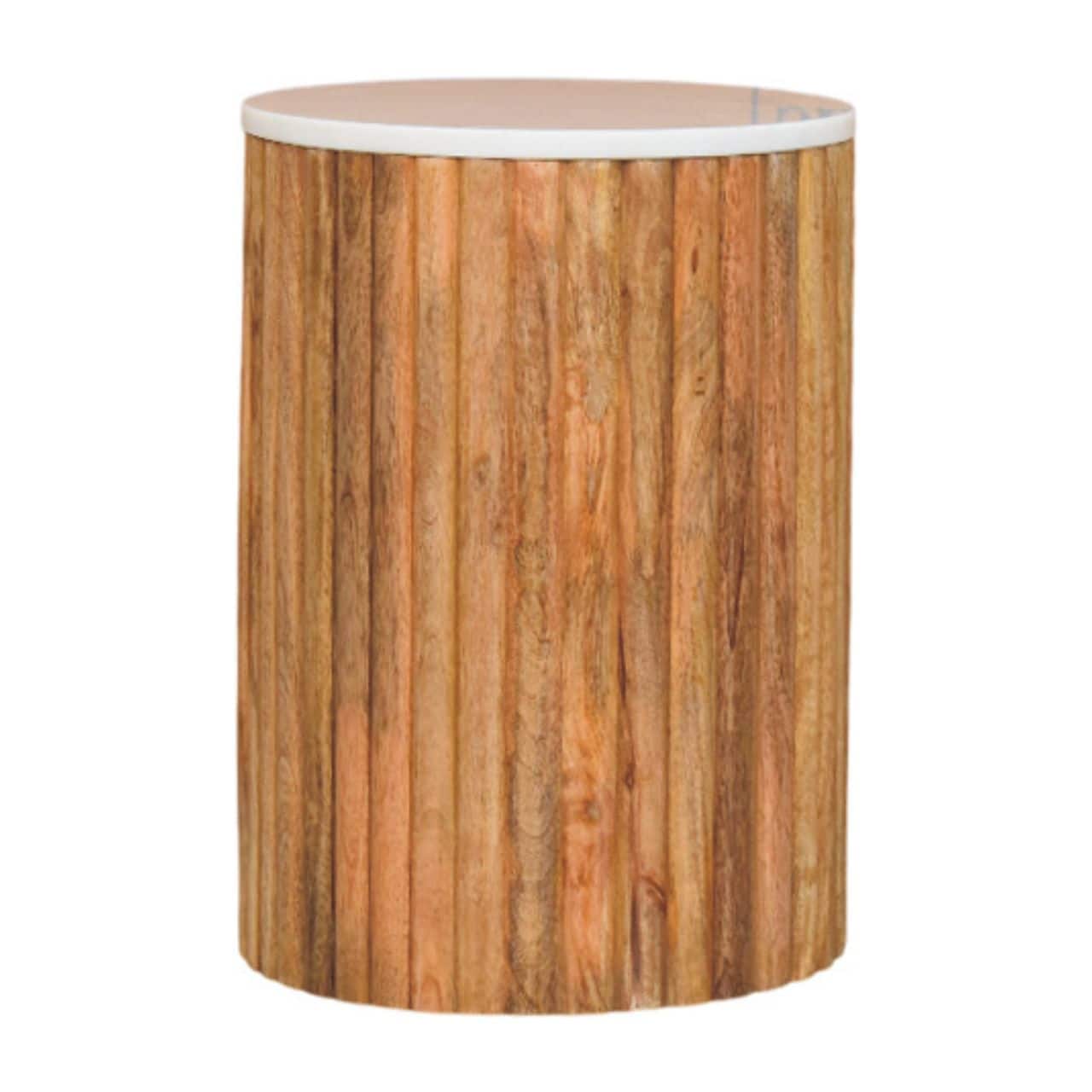 Artisan Furniture - Solid WoodFluted Marble Side Table - Brown