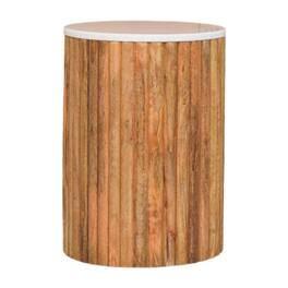 Artisan Furniture - Solid WoodFluted Marble Side Table - Brown