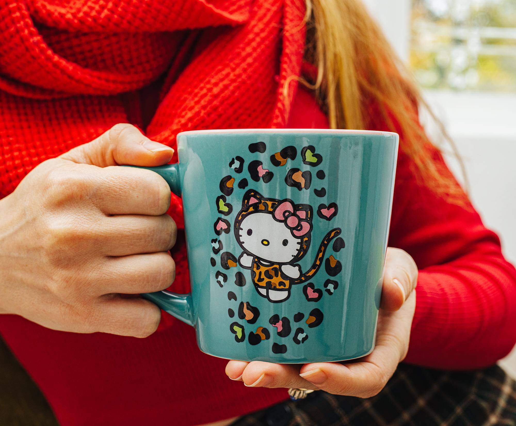 Alt View 3. Silver Buffalo - Sanrio Hello Kitty Jungle Leopard Ceramic Latte Mug | Holds 17 Ounces - Green.