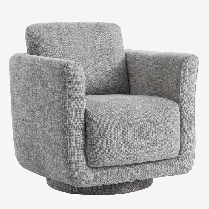 Bestier - 33" Chenille Swivel Barrel Chair, Modern Comfy Upholstered Swivel Accent Chairs Living Room Armchair - Gray
