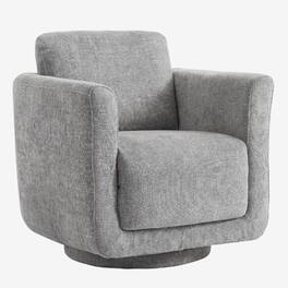 Bestier - 33" Chenille Swivel Barrel Chair, Modern Comfy Upholstered Swivel Accent Chairs Living Room Armchair - Gray