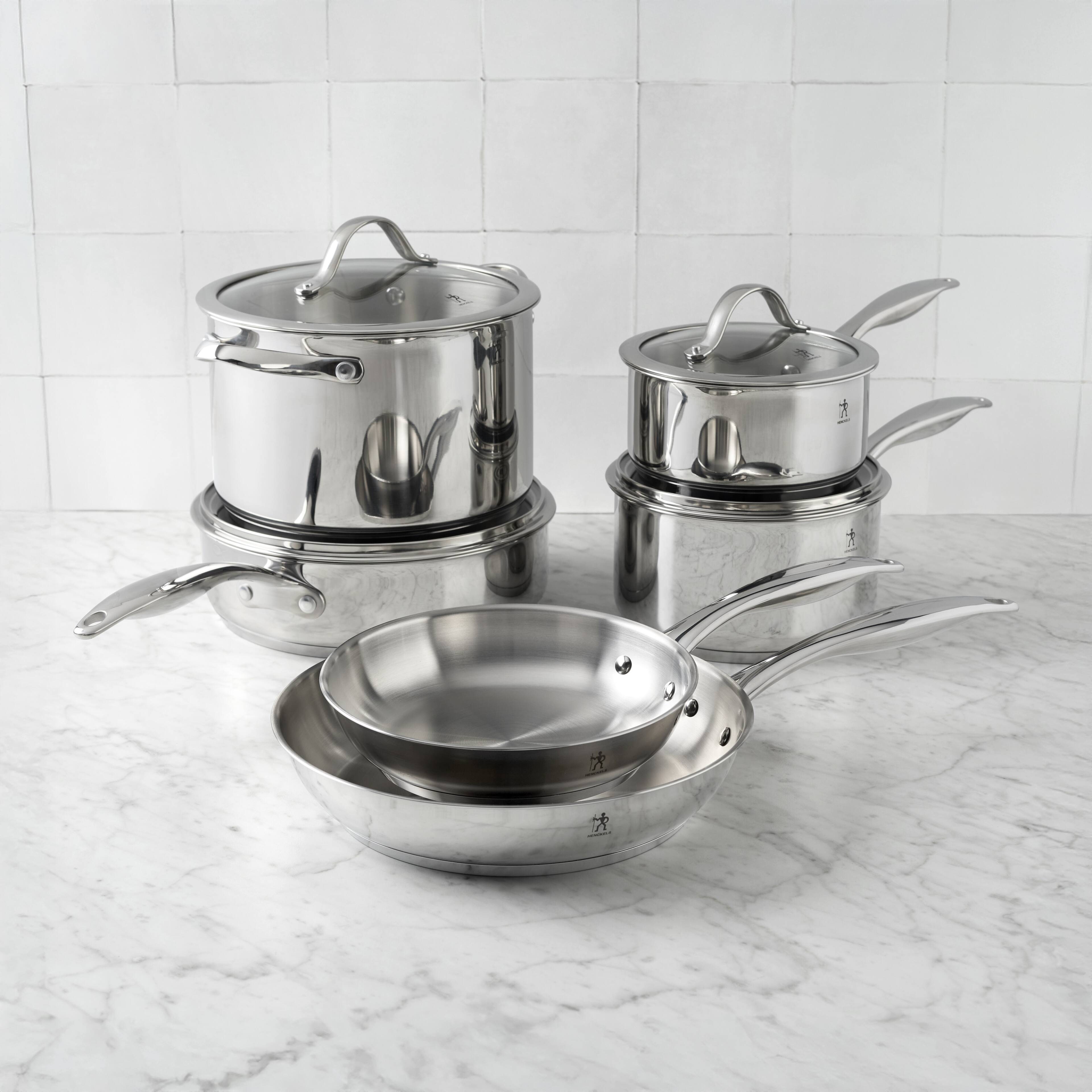 Alt View 3. Henckels - Henckels Aragon 10-pc Stainless Steel Cookware Set - Stainless Steel.