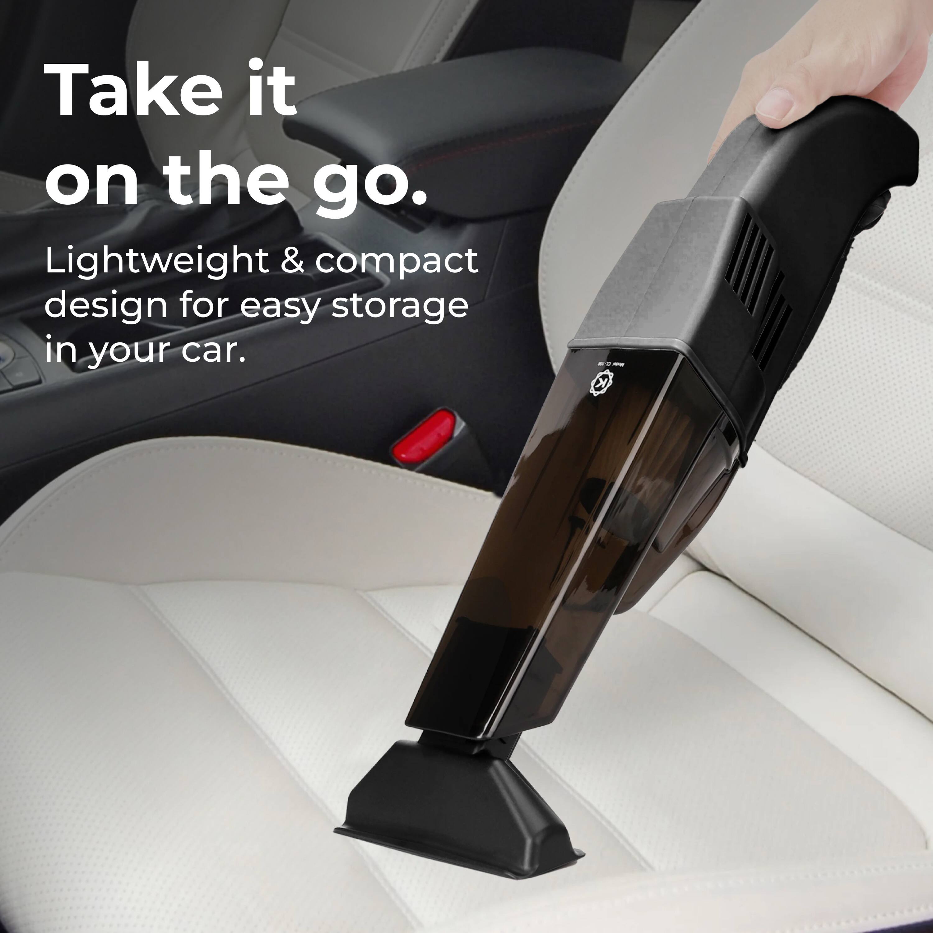 Take it on the go. Lightweight & compact design for easy storage in your car. - K