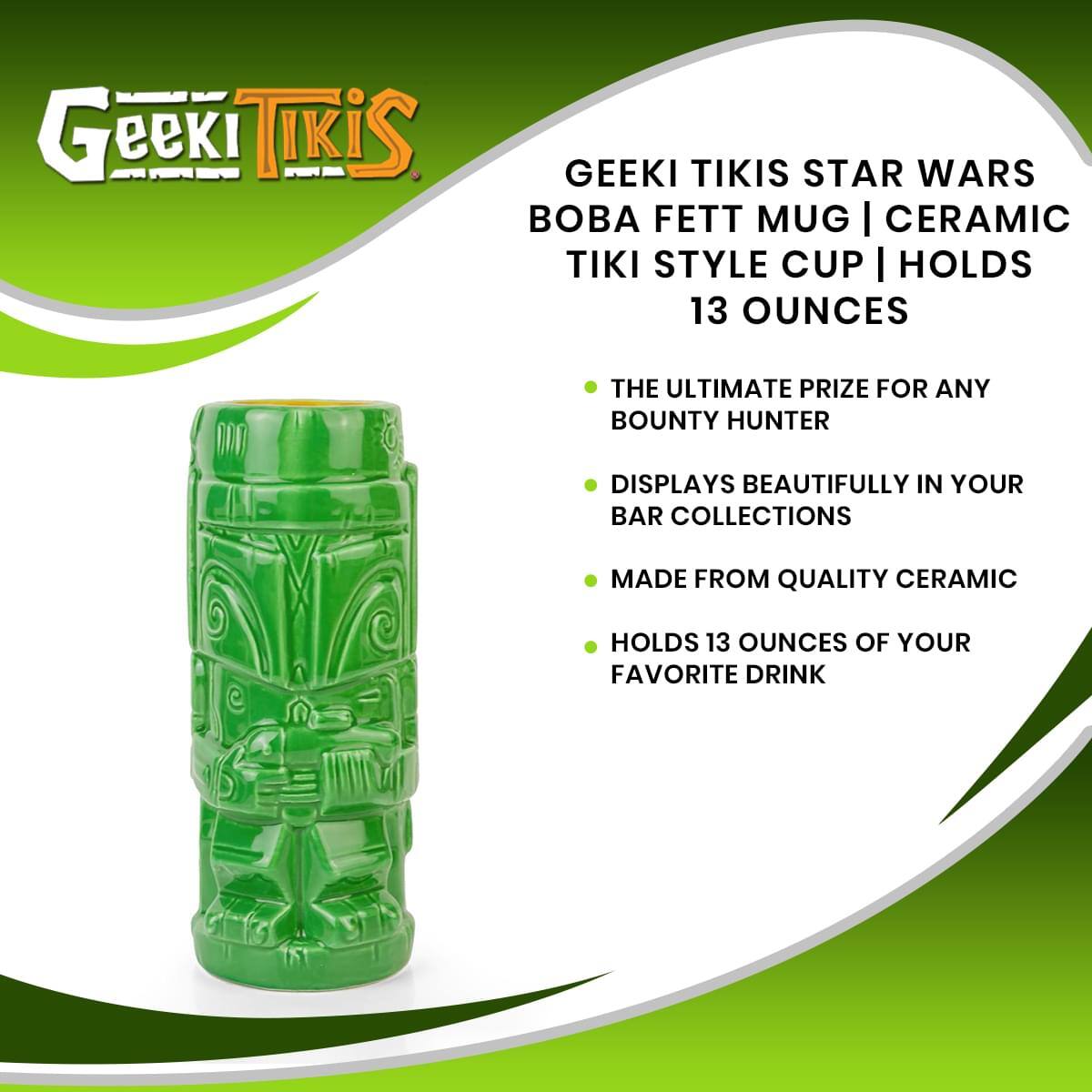 Geeki Tikis Star Wars Boba Fett Mug | Ceramic Tiki Style Cup | Holds 13 Ounces

- The Ultimate Prize for Any Bounty Hunter
- Displays Beautifully in Your Bar Collections
- Made from Quality Ceramic
- Holds 13 Ounces of Your Favorite Drink