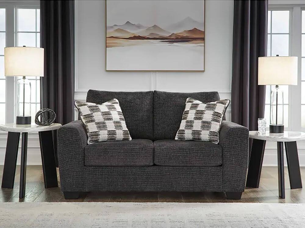 Angle. Ashly - Nate Loveseat - Charcoal.