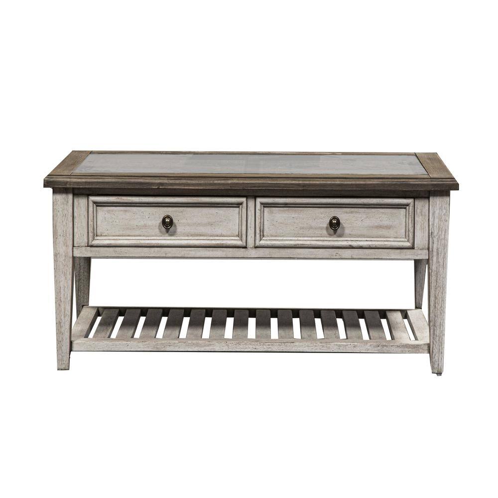 Back. Liberty Furniture Industries - Rectangular Ceiling Tile Cocktail Table - White.