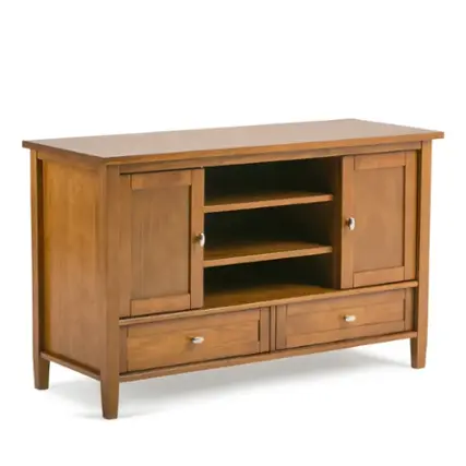Simpli Home - Warm Shaker SOLID WOOD TV Media Stand in Light Golden Brown For TVs up to 50 inches - Light Golden Brown