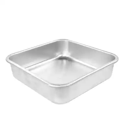 Front. Martha Stewart - Martha Stewart 9 Inch Square Aluminum Cake Pan - Silver.
