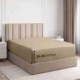 CGK Linens - Extra Deep Pocket Elasticized Fitted Sheet Only - Fits 18"-24" Mattresses - Twin XL - Beige