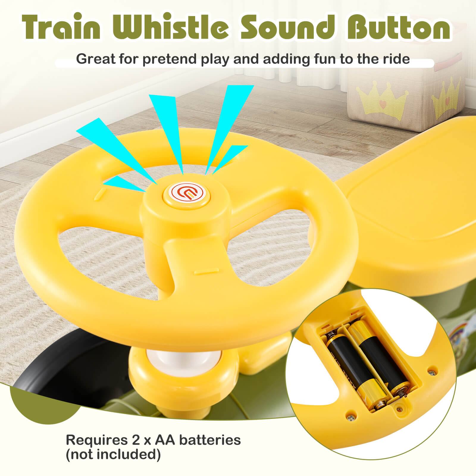 Train Whistle Sound Button  
Great for pretend play and adding fun to the ride  

Requires 2 x AA batteries (not included)