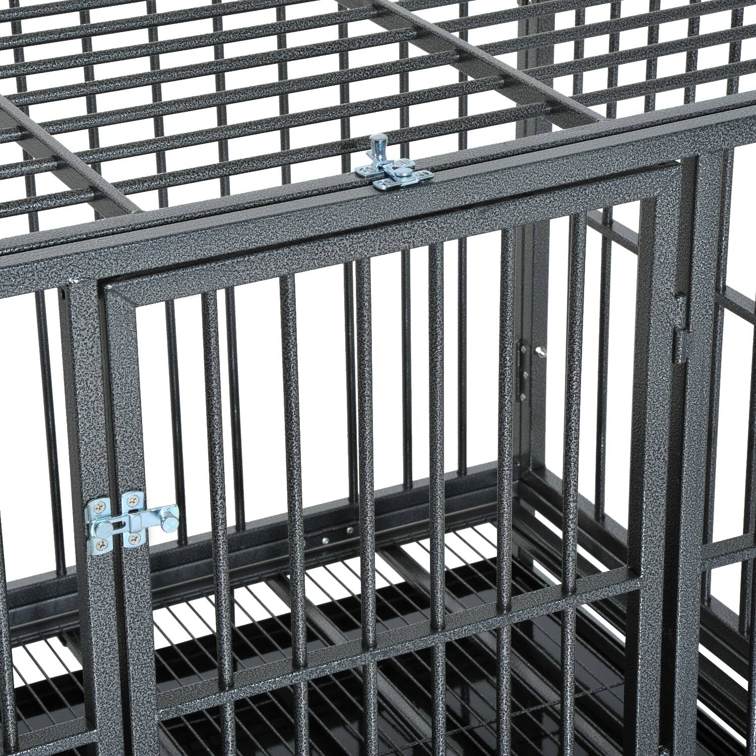 Alt View 5. Pawhut - 43" Heavy Duty Dog Crate Metal Cage Kennel with Lockable Wheels, Double Door and Removable Tray.