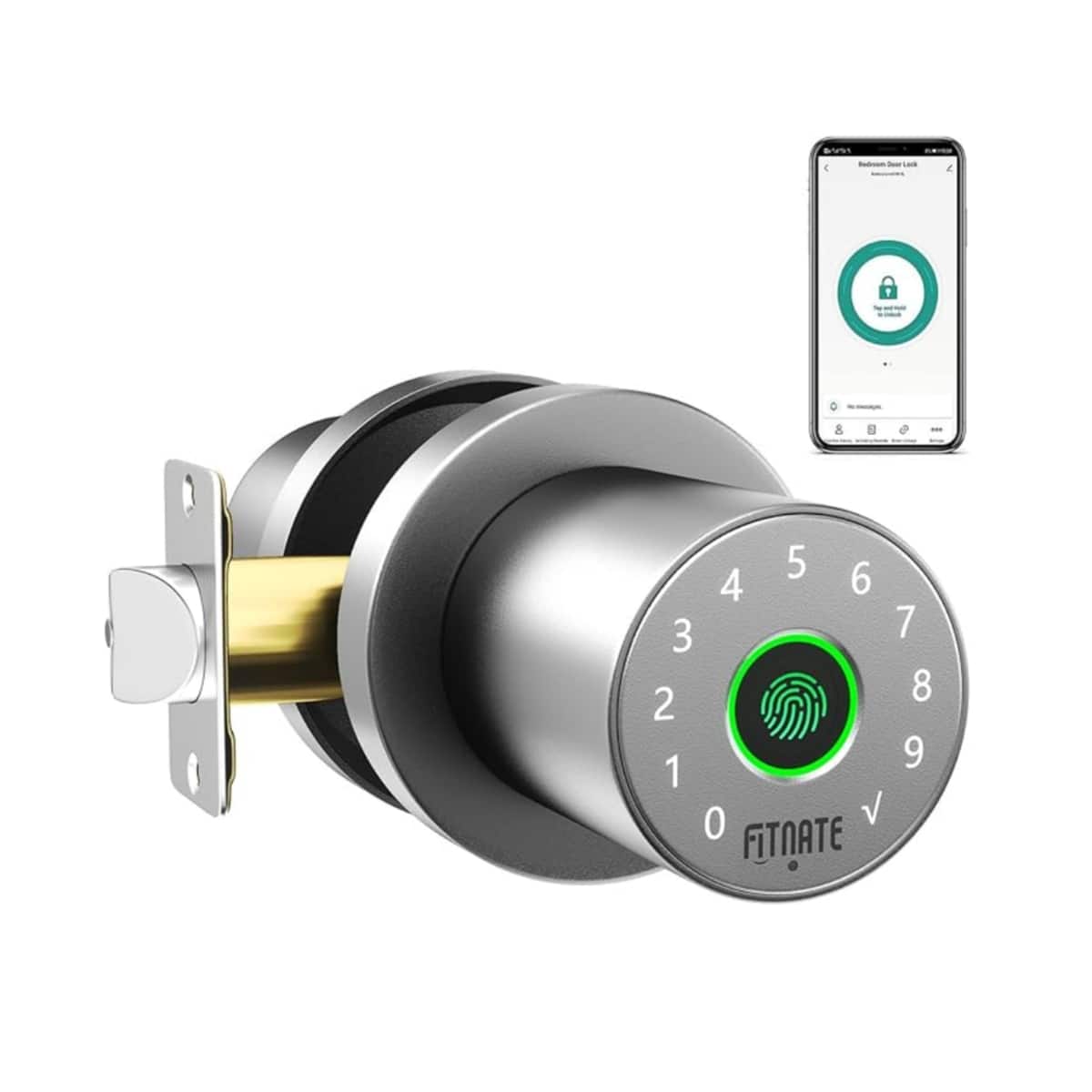 Fitnate - 4 in 1 Smart Fingerprint Door Lock - Silver