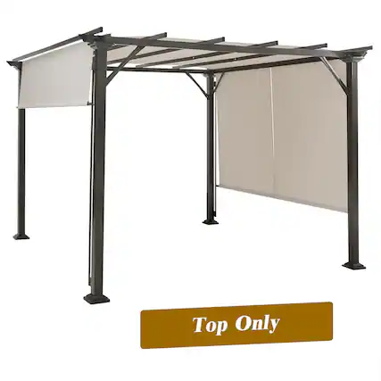 Front. Gymax - Gymax 2PCS 16x4 Ft Universal Replacement Canopy for Pergola Structure Sun Awning Beige - Beige.