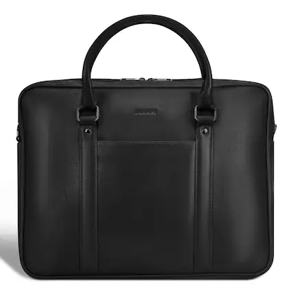 Front. Champs - Onyx Collection Leather Laptop Briefcase - Black.