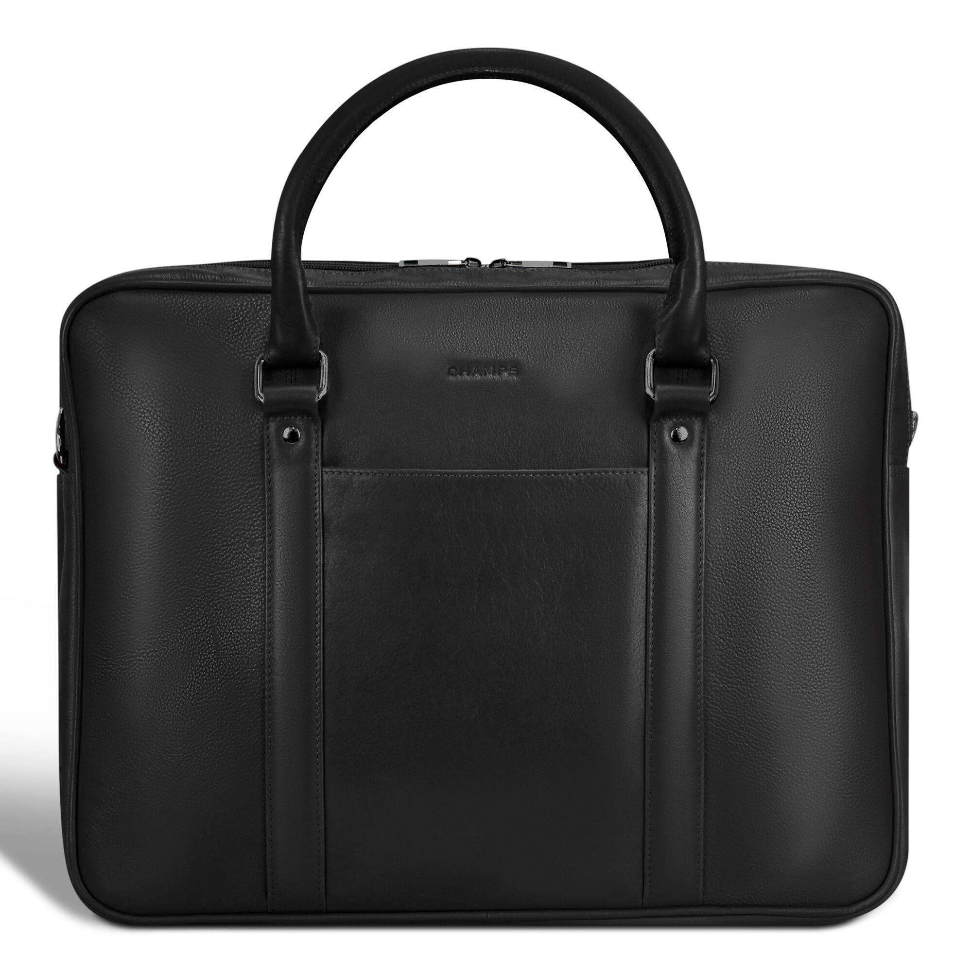 Champs - Onyx Collection Leather Laptop Briefcase - Black