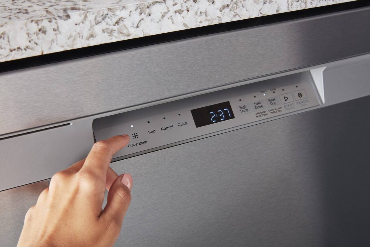 Quick  
Normal  
Auto  
PowerBlast  
High Temp  
2:37  
Long  
Short  
Heat  
CANCEL  
Sani Rinse  
Dry  
START  
Drain  
Rinse  
Lock  
Control  
3 Sec  
a Hr Delay  
Hold  
Hold 3 Sec