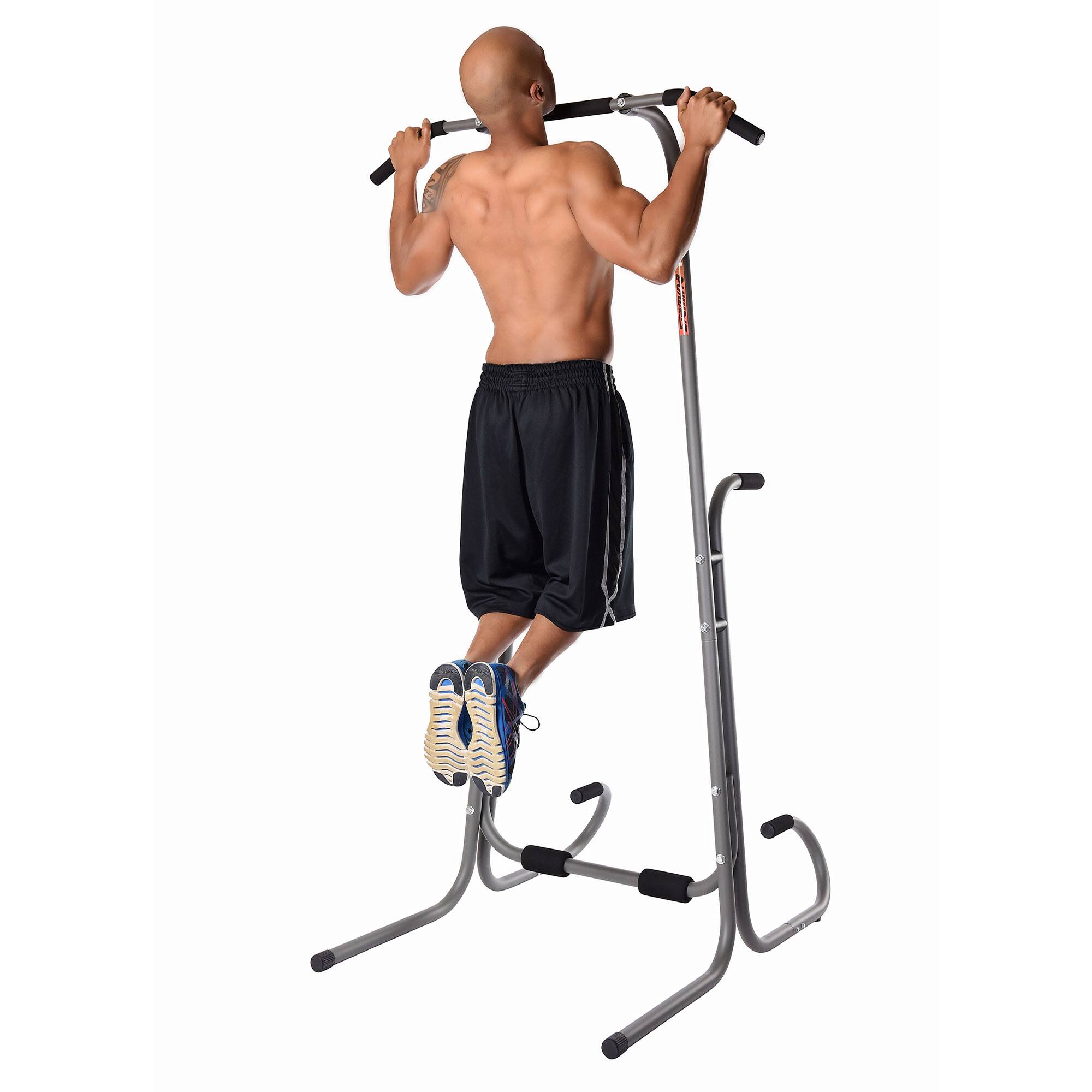 Alt View 8. Stamina Products - Stamina 1690 Power Tower Dip Pull Up Bar Exercise Station w/ Smart Workout App - Grey.