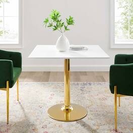 Verne 35" Square Dining Table by Modway - Gold White