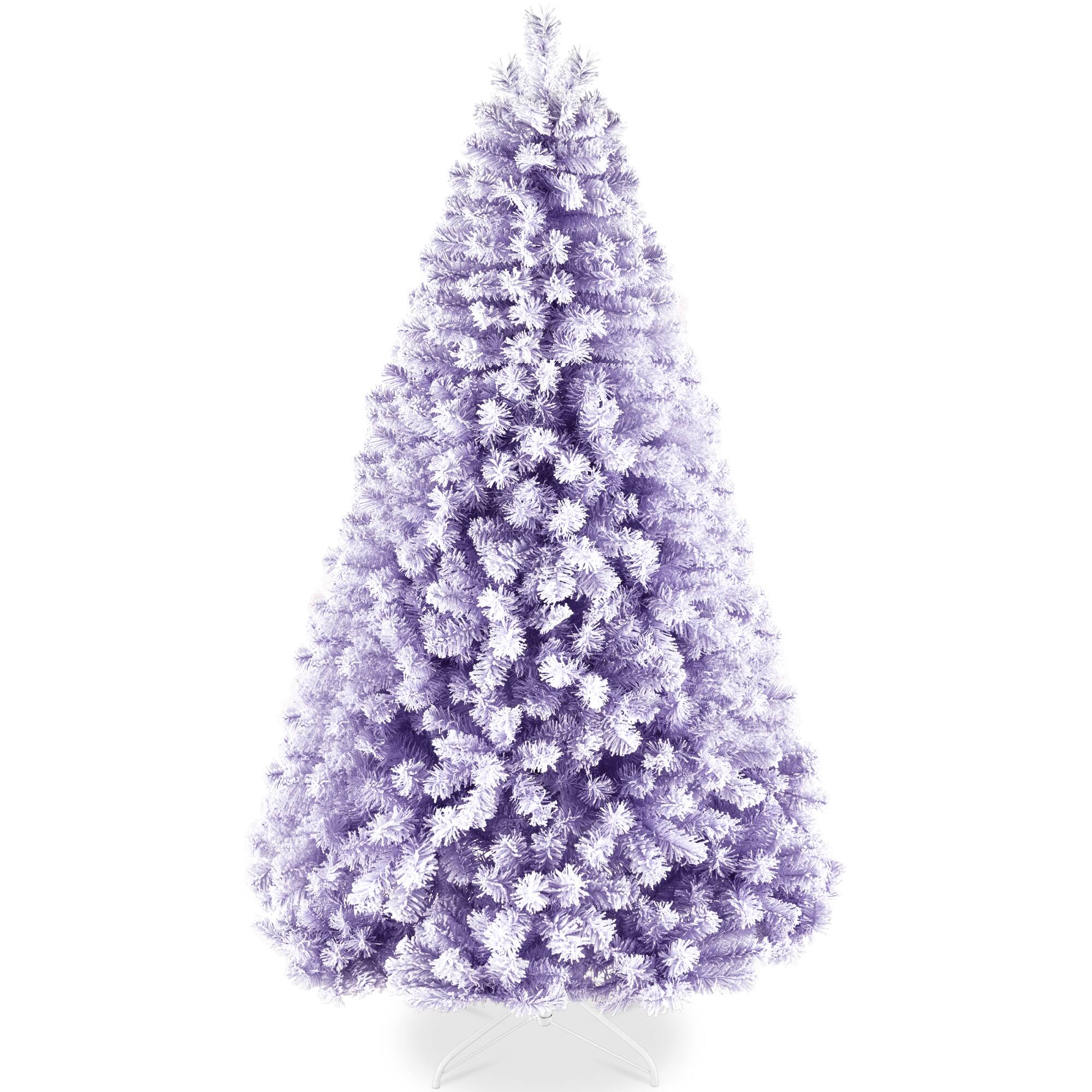 Front. Best Choice Products - Best Choice Products Artificial Flocked Christmas Tree, 6ft Premium Unlit Colorful Pine Holiday Decor w/Stand - Lavender - Lavender.