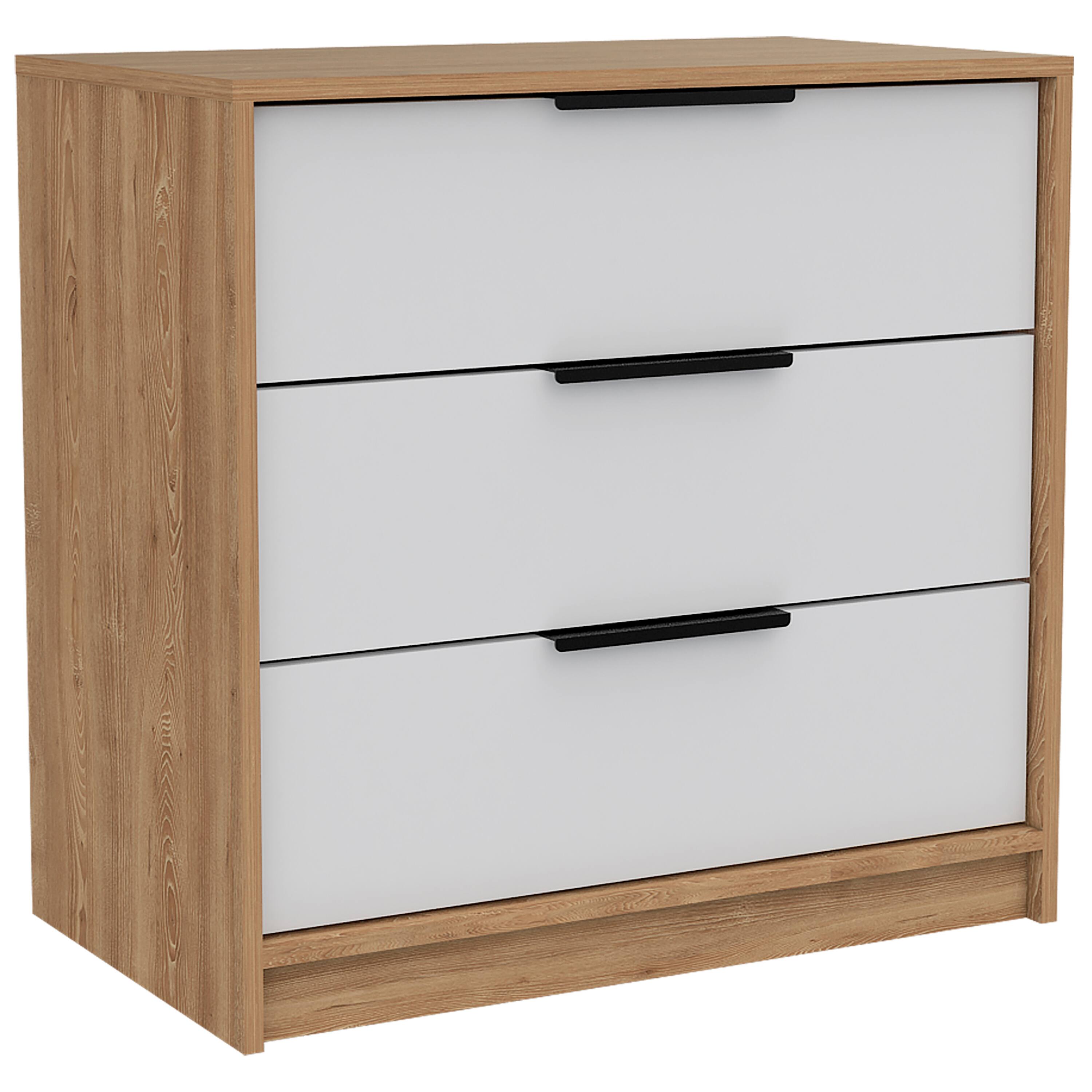 Alt View 1. TuHome - Kaia 3 Drawers Dresser, Superior Top - White / Pine.