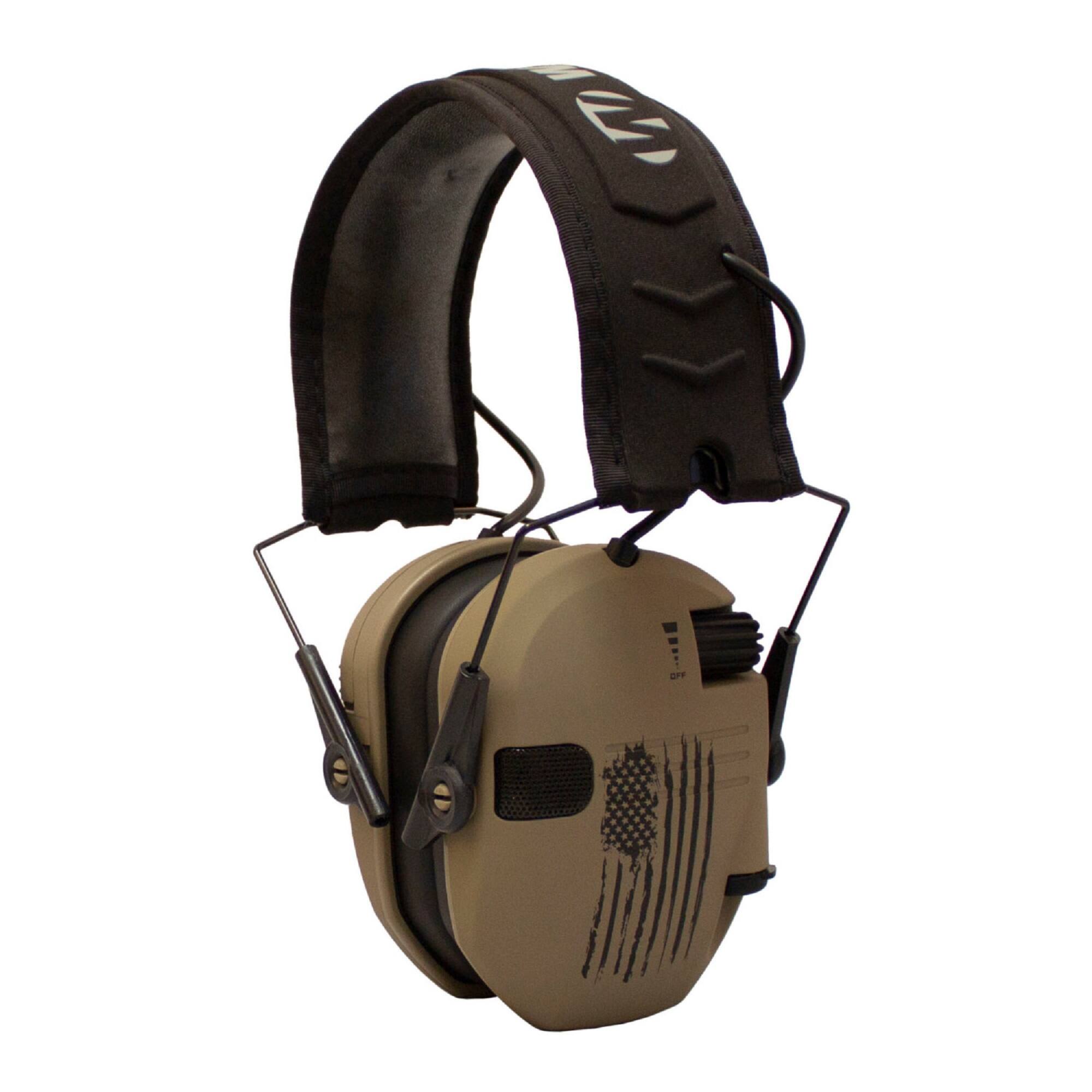 Left. Walkers - Walker's Razor Slim Electronic Shooting Hearing Protection ULTIMATE RANGE, 2 PK - Tan.