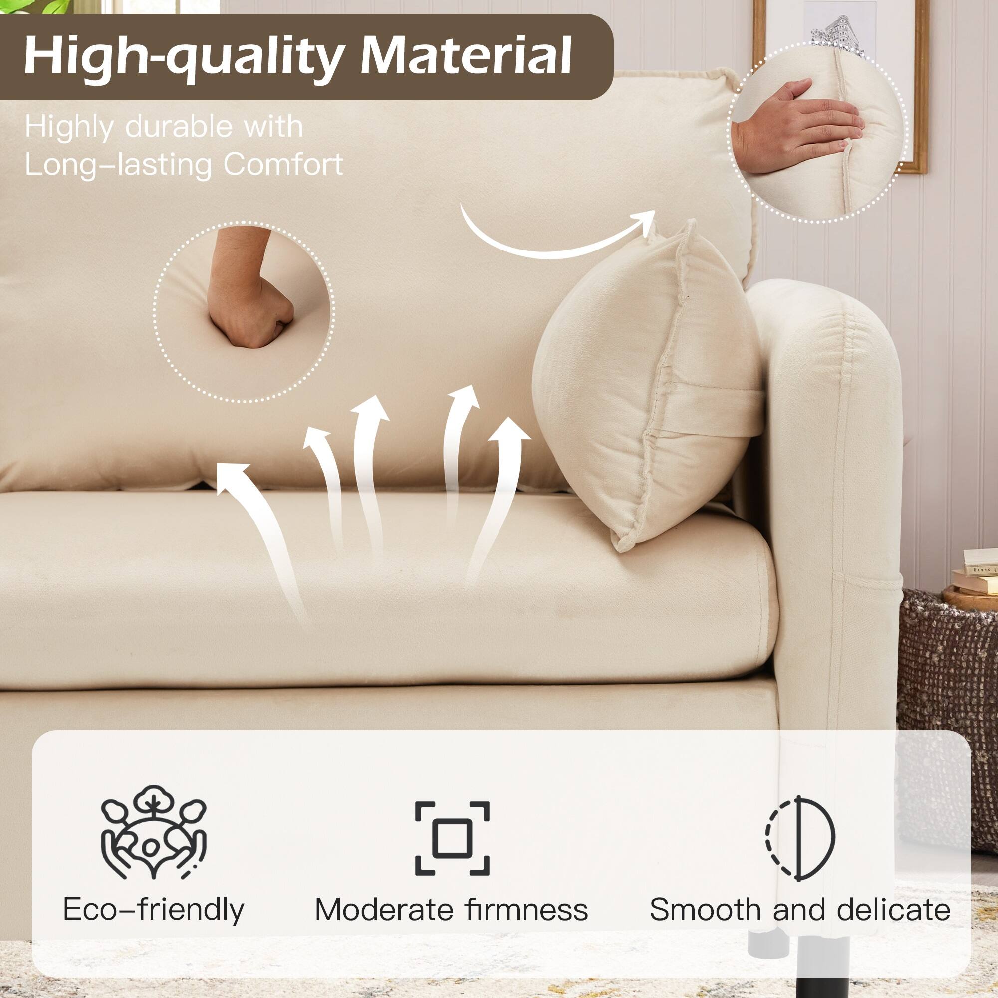 High-quality Material  
Highly durable with Long-lasting Comfort  

Eco-friendly  
Moderate firmness  
Smooth and delicate