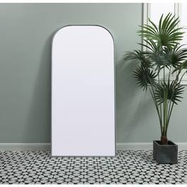 Elegant Decor - Metal Frame Arch Full Length Mirror 32x66 Inch - Silver