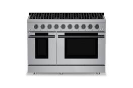 Hauslane - HausPro 48 in. 8 Burners (20,000 BTU) Freestanding Dual Fuel Range - Black Stainless Steel