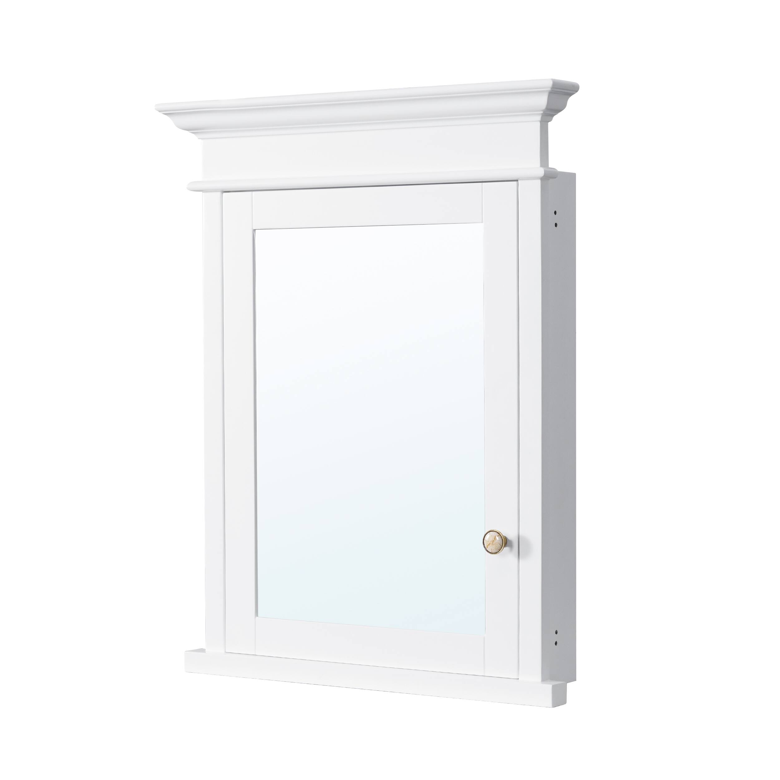 Alt View 8. WELLFOR - 26-Inch W x 36-Inch H Recessed Solid Rubberwood Medicine Cabinet with Left-Hinged Mirrored Door - White.