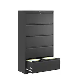 Chateau Abodes - 5 Drawer Lateral File Cabinet with Lock, Metal Vertical Filing Storage for Legal/Letter/A4/F4 Size - Black