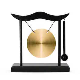 Refined Abode Design - Zen Brass Desktop Gong 6.4" Clear Tone Feng Shui Desk Decor Yoga Gift - Default