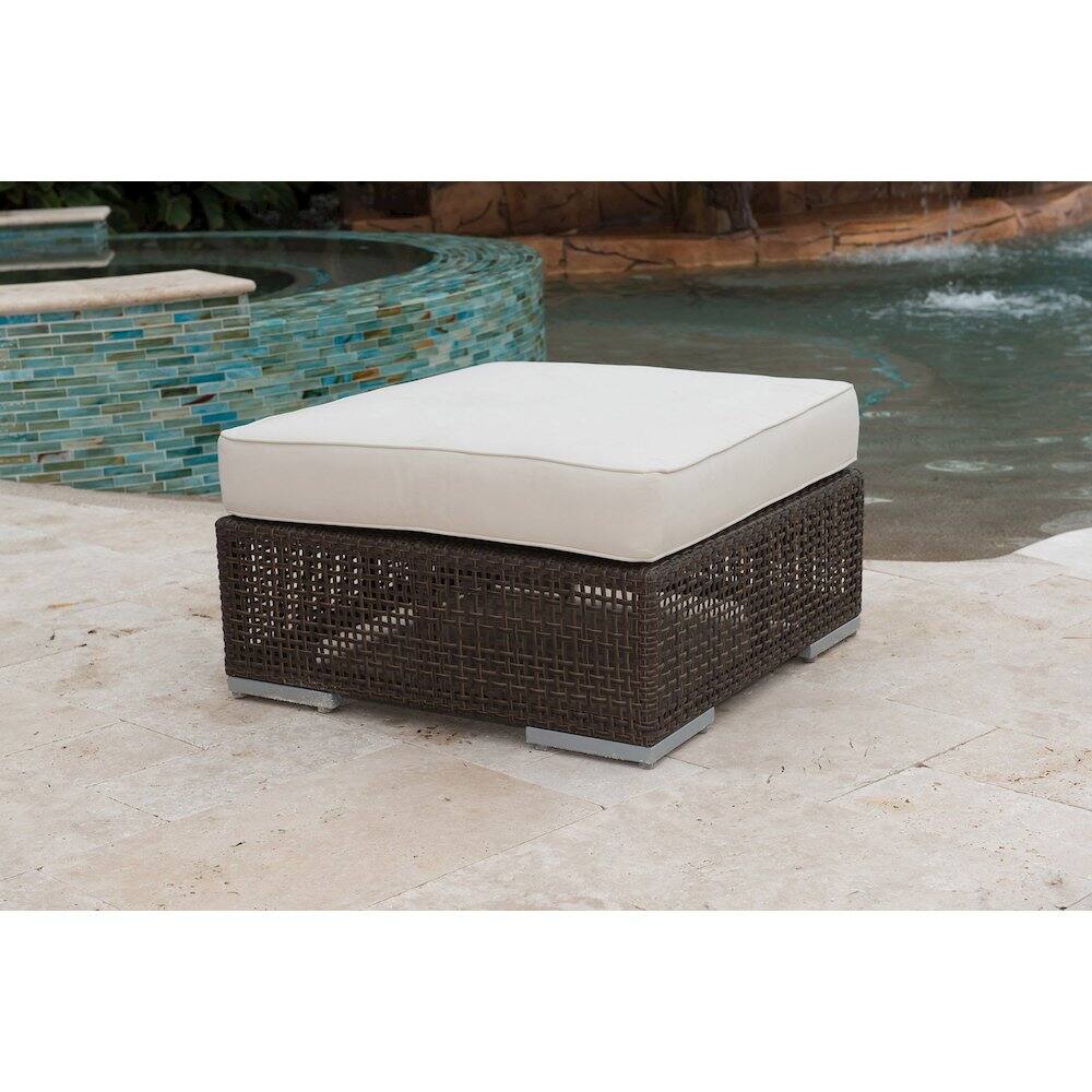 Left. Panama Jack Outdoor - Soho Ottoman with Cushion - Brown.