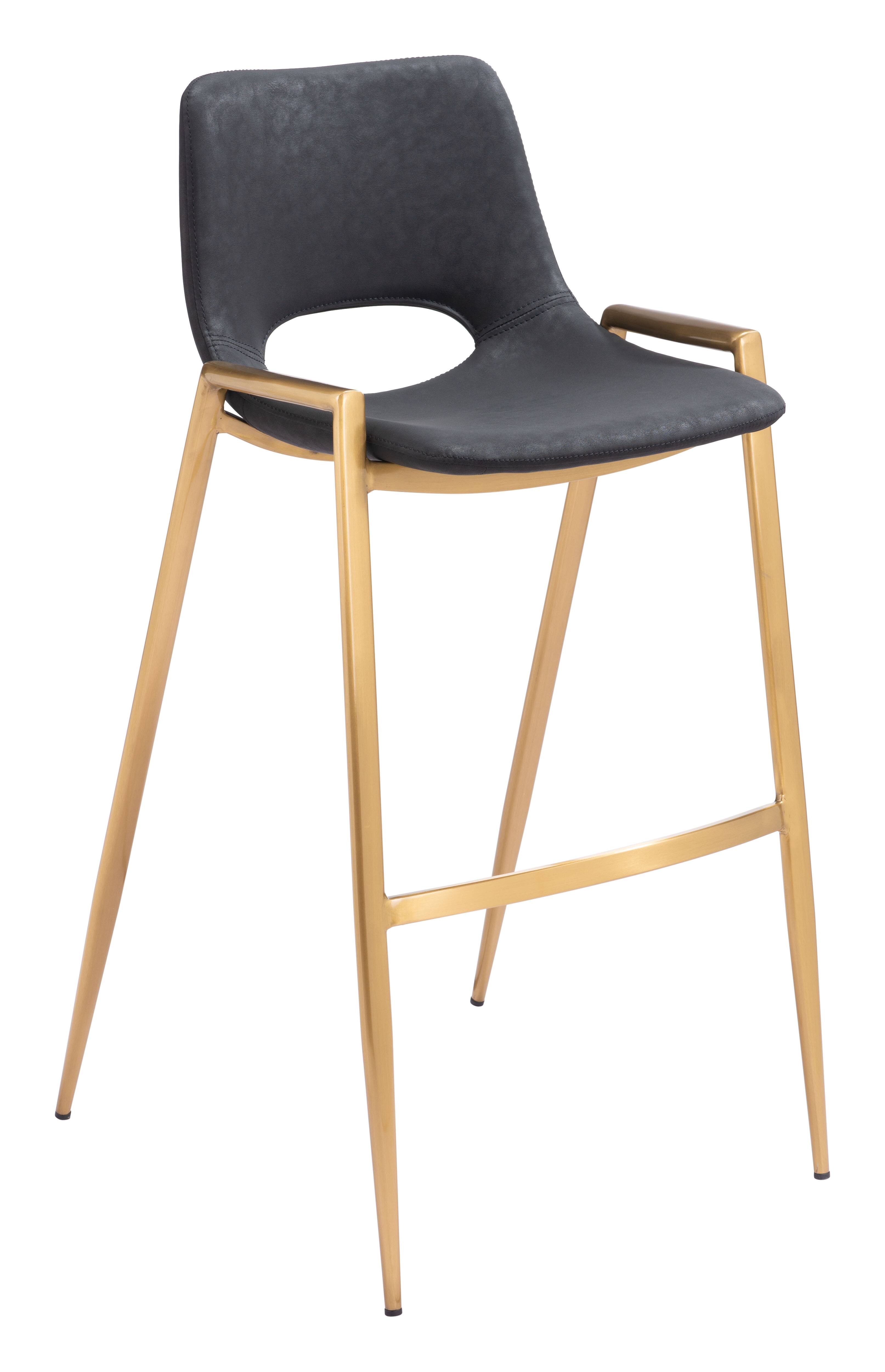 Hivvago - Desi Barstool (Set of 2) Black & Gold - Black/Gold