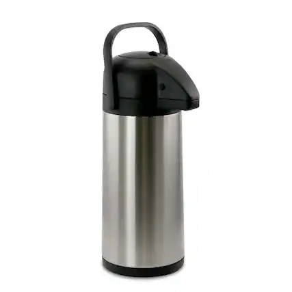 Front. MegaChef - MegaChef 3.17 Quart Stainless Steel Airpot Hot Water Dispenser for Coffee and Tea - Silver and Black.