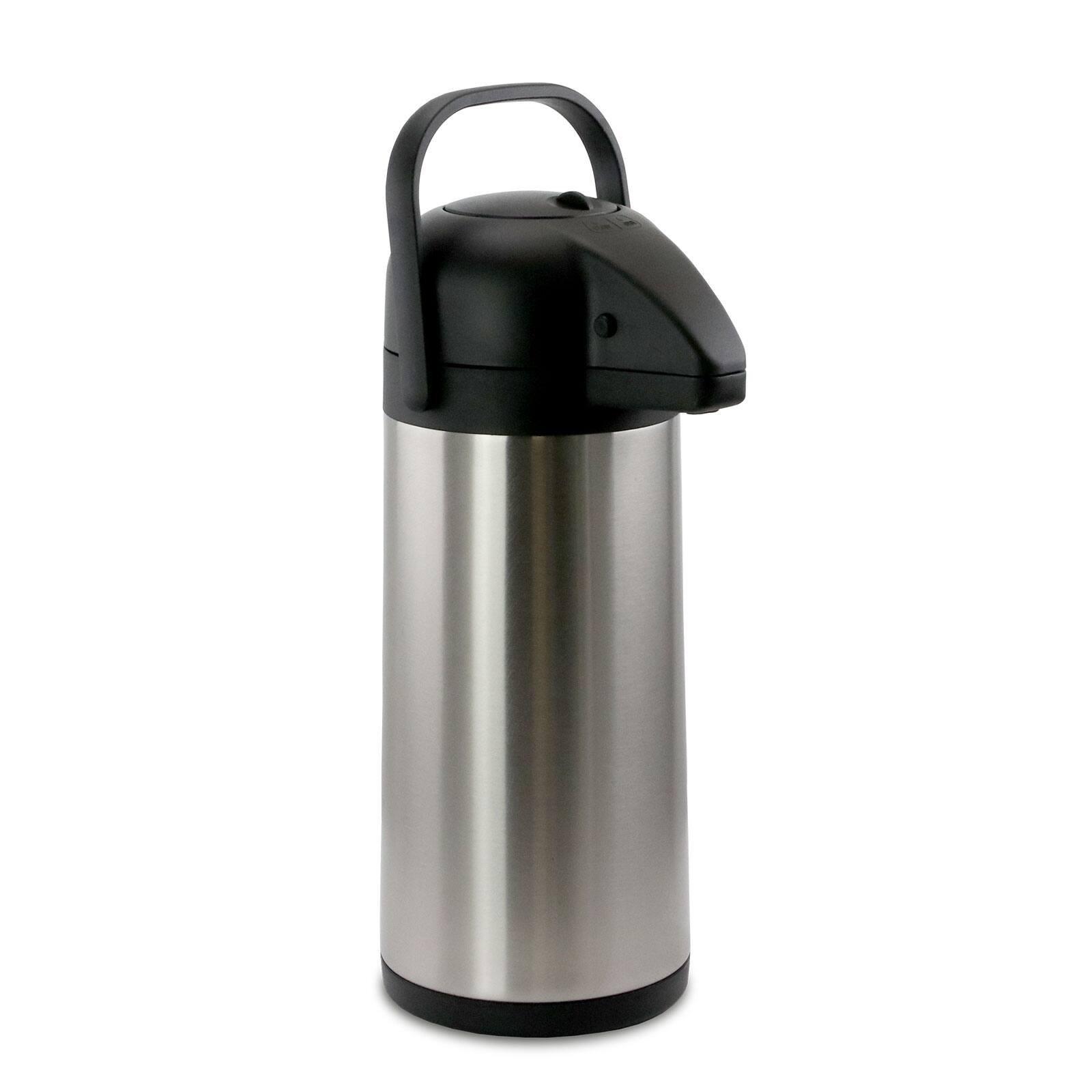 Front. MegaChef - MegaChef 3.17 Quart Stainless Steel Airpot Hot Water Dispenser for Coffee and Tea - Silver and Black.