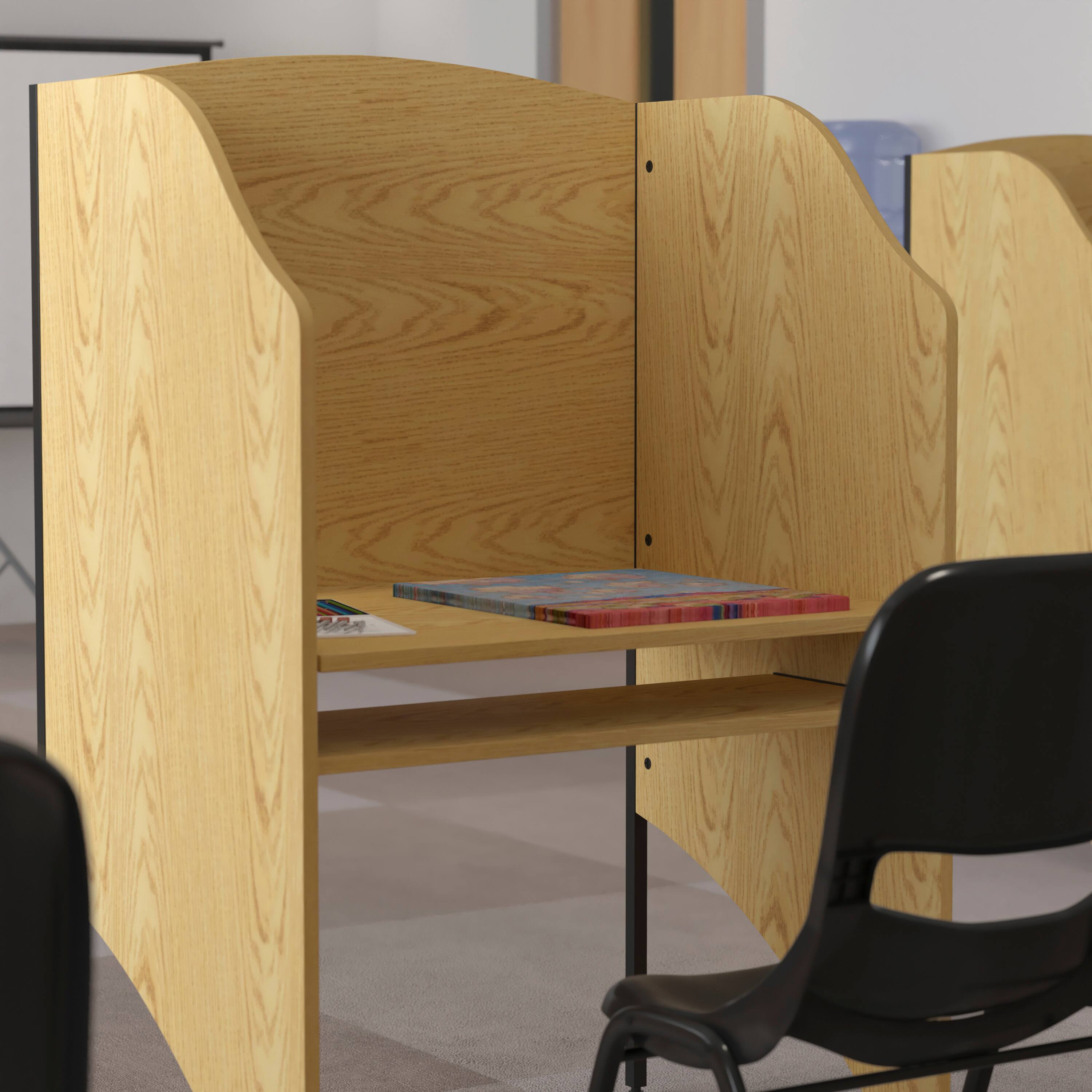 Alt View 2. Flash Furniture - Kevin Starter Study Carrel in Oak Finish - Brown.