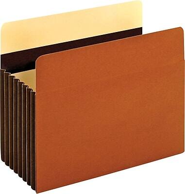 Front. Pendaflex -  Heavy Duty File Pocket, 7" Expansion, Straight Cut, Letter Size, Brown, 5/Box  - Brown.